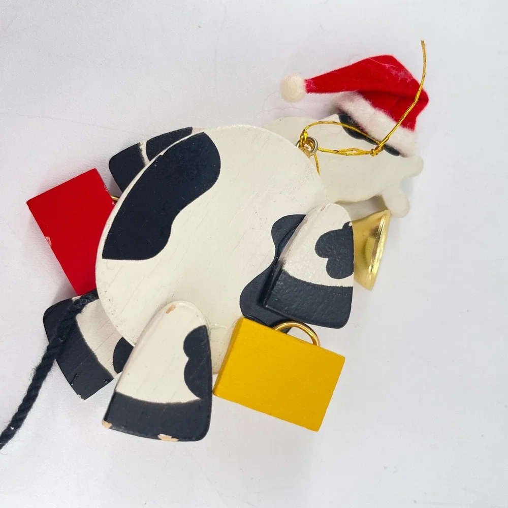 Canada Steers Department Store Cow Xmas Ornament Santa Hat Bell Shopping Bag